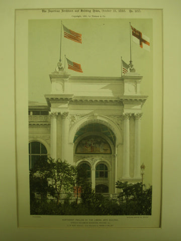 Liberal Arts Building at the World's Columbian Exhibition , Chicago, IL, 1893, G.B. Post