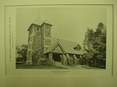 Unitarian Church , Weston, MA, 1893, Peabody & Stearns