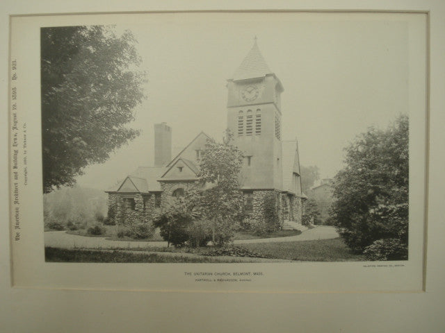 Unitarian Church , Belmont, MA, 1893, Hartwell & Richardson