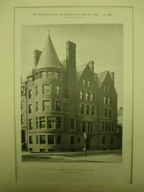 House of C. F. Adams, Esq. on Gloucester Street , Boston, MA, 1888, Peabody & Stearns
