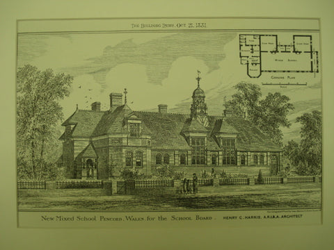 New Mixed School , Pencoed, Wales, UK, 1881, Henry C. Harris