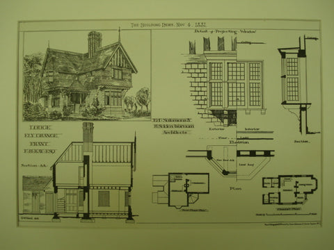 Lodge for F. H. Kay, Esq. , Frant, Tunbirdge Wells, UK, 1881, Ed Salomons & R. Selden Wornum
