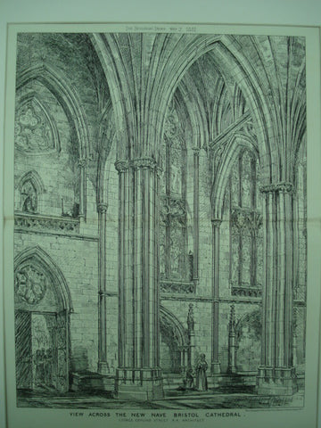View Across the New Nave of the Bristol Cathedral , Bristol, UK, 1881, George Edmund Street
