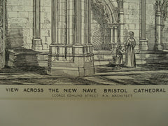 View Across the New Nave of the Bristol Cathedral , Bristol, UK, 1881, George Edmund Street