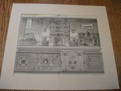 Morning Room Decoration With Details of Frieze and General Walls Surface , Not stated, 1881, Walter Hensman