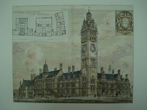 New Municipal Offices First Place Design , Nottingham, England, UK, 1883, F. H. Oldham