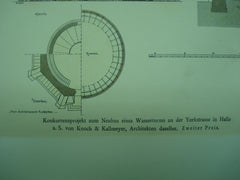 Competitive Design for the New Water Tower on York Street , Halle, Germany, EUR, 1894, von Knoch & Kallmeyer