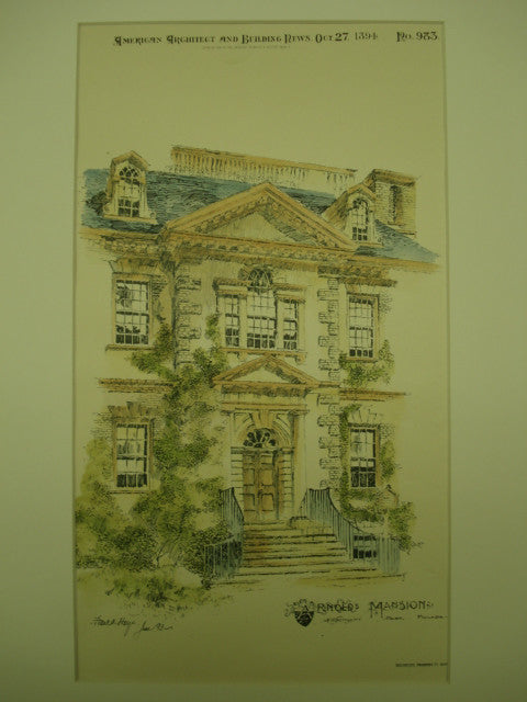 Arnold's Mansion , Fairmont Park, Philadelphia, PA, 1894, Frank A. Park