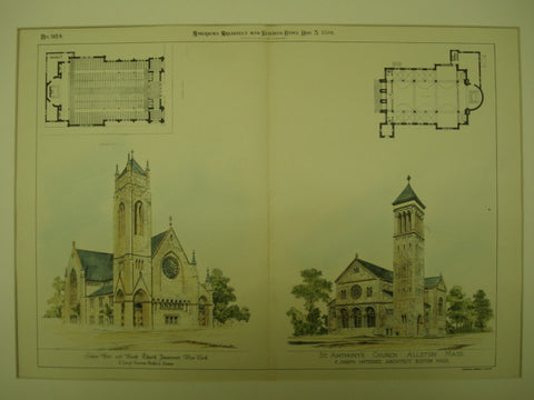 Saints Peter and Paul's Church & St. Anthony's Church , Jamestown, NY & Allston, MA, 1894, F. Joseph Untersee