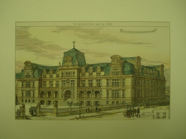 Premiated Design for the Science & Art Museum , Dublin, Ireland, UK, 1883, Earnest C. Lee