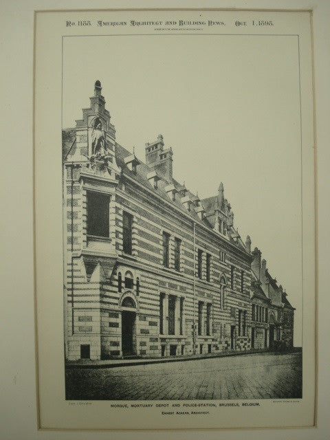 Morgue, Mortuary and Police-Station , Brussels, Belgium, EUR, 1898, Ernest Ackers