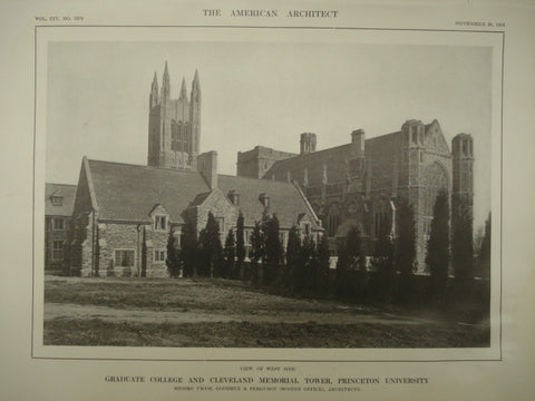 West Side of the Graduate College and Cleveland Memorial Tower at Princeton University , Princeton, NJ, 1913, Cram, Goodhue & Ferguson