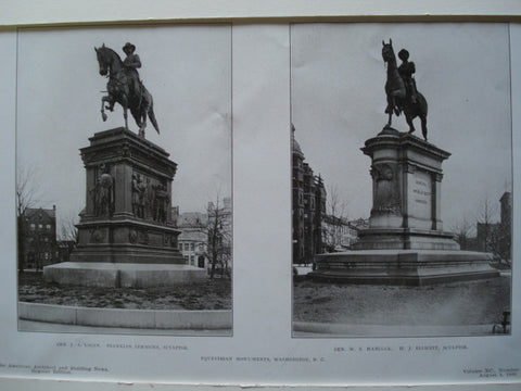 Equestrian Monuments of Gen. J.A. Logan & Gen. W.S. Hancock, Washington , DC, 1906, Franklin Simmons & H.J. Ellicott, [Sculptors]