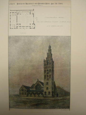 Unsuccessful Design for the Mt. Vernon Church , Boston, MA, 1891, O. F. Smith