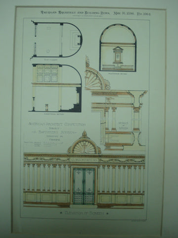 Baptistery Screen Design, 1896, unknown