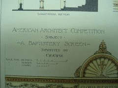 Baptistery Screen Design, 1896, unknown