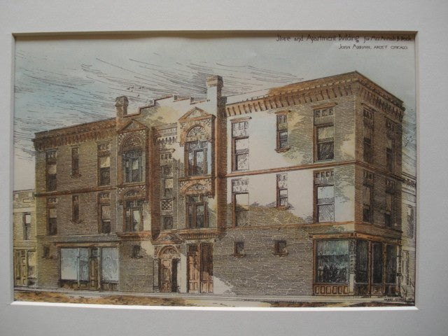 Store and Apartment Building for Mrs. Annah B. Peck , Chicago, IL, 1886, John Addison