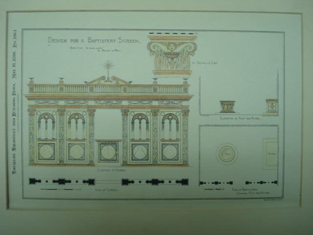Baptistery Screen Design , 1896, De Bonne Grace