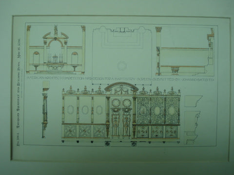Baptistery Screen Design , 1896, Johanno Batisto
