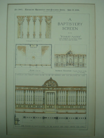 Baptistery Screen Design , 1896, Stabat Mater