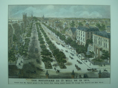 One Hundred and Sixth Street as it will be in 1872, as viewed from the highest ground in Central Park , New York, NY, 1871, Unknown