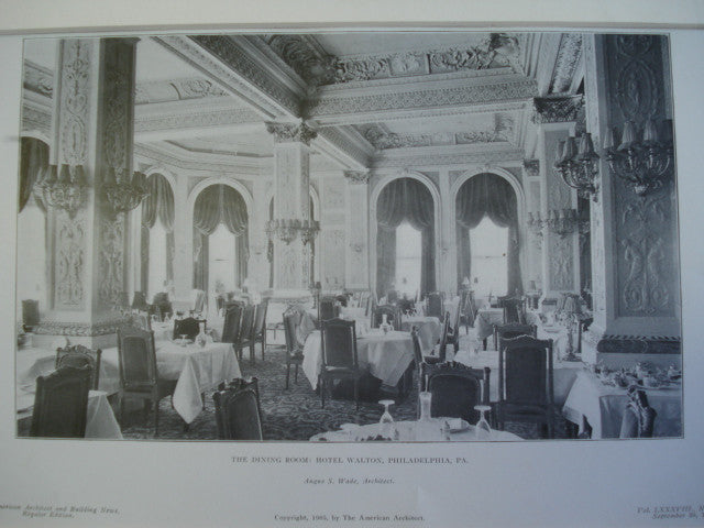 Dining Room of the Hotel Walton , Philadelphia, PA, 1905, Angus S. Wade
