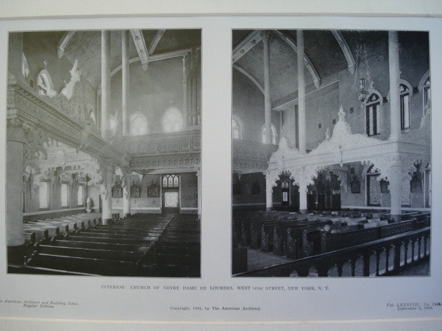 Interior of the Church of Notre Dame de Lourdes, West 141st Street , New York, NY, 1905, Unknown