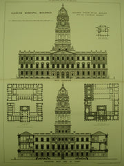 Second Premiated Design of the Glasgow Municipal Buildings , Glasgow, Scotland, UK, 1881, Coe & Robinson