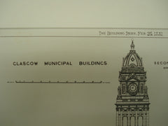 Second Premiated Design of the Glasgow Municipal Buildings , Glasgow, Scotland, UK, 1881, Coe & Robinson