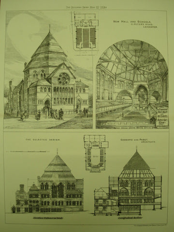 New Hall and Schools on St. Peter's Road , Leicester, Leicestershire, England, UK, 1880, Goddard and Paget