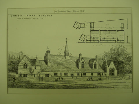 Lambeth Infant Schools , Lambeth, London, England, UK, 1881, John P. Seddon