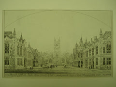 Second Premiated Design of the Plymouth Guildhall , Plymouth, Kent, England, UK, 1870, Chas. F. Hayward