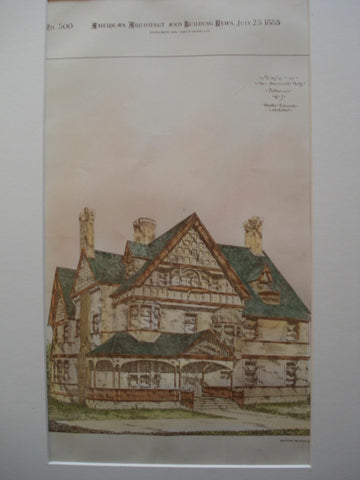 House of Mr. Bernard Karz , Paterson, NJ, 1885, Charles Edwards