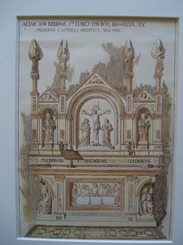 Altar and Reredos in St. Luke's Church , Brooklyn, NY, 1886, Frederick C. Withers