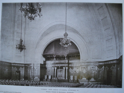 Interior of Rodef Sholem Synagogue , Pittsburgh, PA, 1908, Messrs. Palmer & Hornbostel