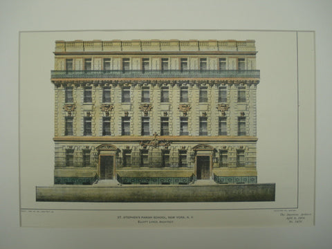 St. Stephen's Parish School , New York, NY, 1904, Elliott Lynch