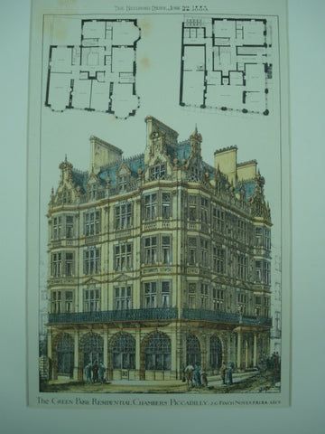Green Park Residential Chambers in Piccadilly, London, England, UK, 1883, J. G. Finch Noyes