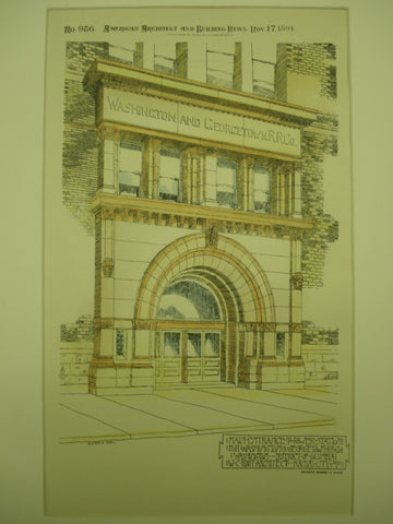 Main Entrance to the Power Station for the Washington and Georgetown Railroad Company , Washington, DC, 1894, W. C. Root