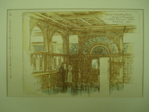 Interior of the Banking Room at the Bank of Minnesota , St. Paul, MN, 1887, J. Walter Stevens