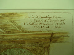 Interior of the Banking Room at the Bank of Minnesota , St. Paul, MN, 1887, J. Walter Stevens