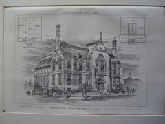 Selected Design for the Proposed Free Library and Museum , Oldham, England, UK, 1881, Thomas Mitchell