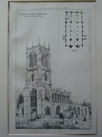 Tickhill Church , Yorkshire, England, UK, 1884, Drawn by, W. John Mettam