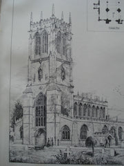 Tickhill Church , Yorkshire, England, UK, 1884, Drawn by, W. John Mettam