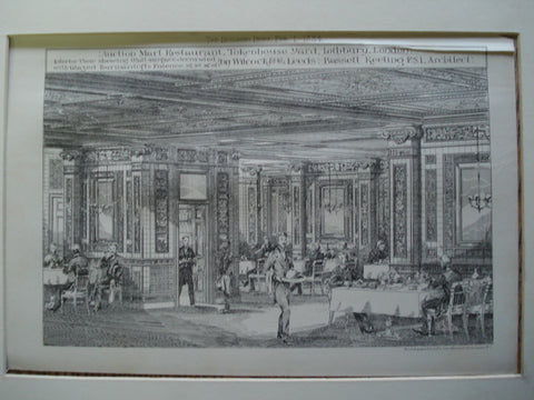 Interior View, Auction Mart Restaurant on Tokenhouse Yard , Lothbury, London, England, UK, 1884, Bassett Keeling