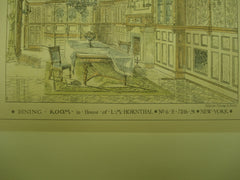 Dining Room in the House of L. M. Hornthal , New York, NY, 1888, Carrere and Hastings