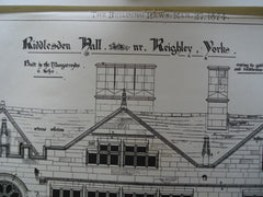 Riddlesden Hall , Reighley, York, England, UK, 1874, Drawn by W.M. Sugden and Sharpe Smith