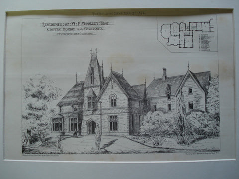 Residence of W.F. Woolley, Esq. , Castle House near Stafford, England, UK, 1874, T.W. Chalmers