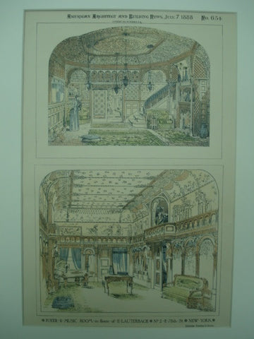 Foyer & Music Room in the House of E. Lauterbach , New York, NY, 1888, Alfred Zucker & Co.
