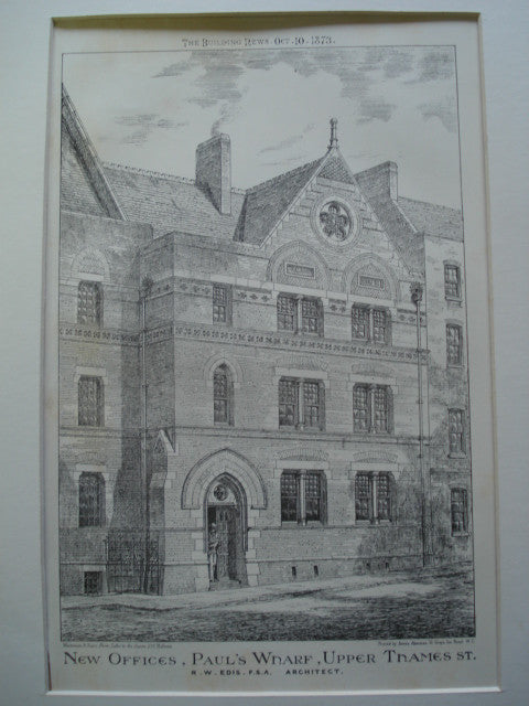 New Offices on Paul's Wharfon Upper Thames St., London, England, UK, 1873, R.W. Edis