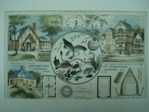 International Fisheries Expedition which includes Isaak Walton's House on Fleet Street, London, England, UK, 1877, Unknown